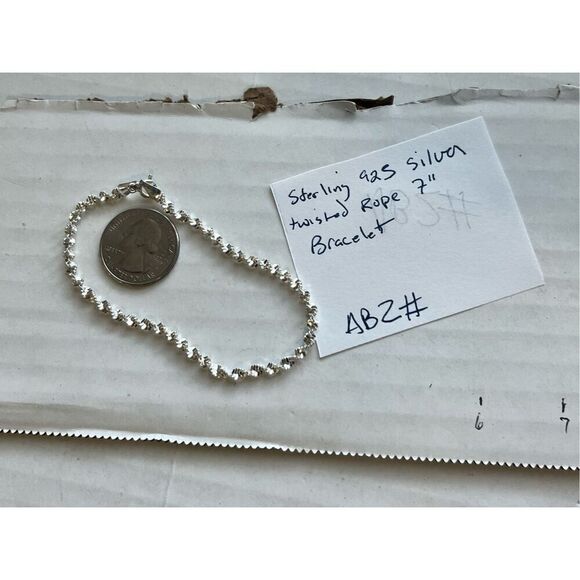 ABZ# Sterling 925 Silver twisted Rope 7” Bracelet - Picture 5 of 6